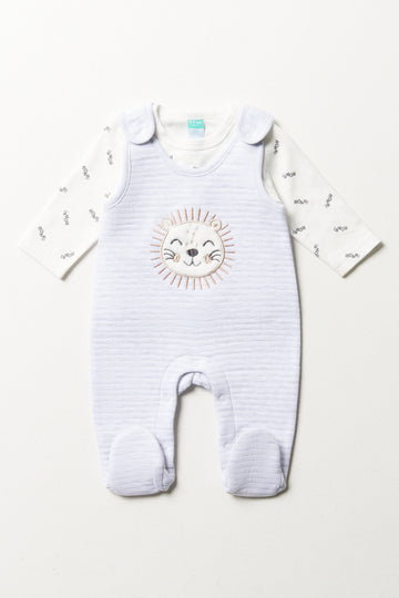 Lion Dungaree Set Blue