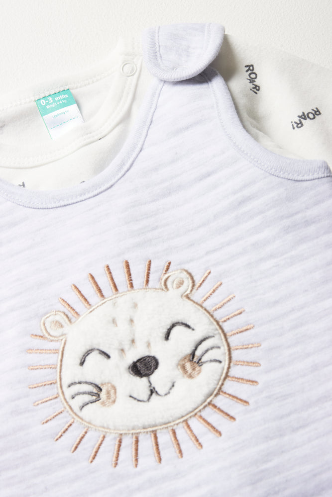 Lion Dungaree Set Blue