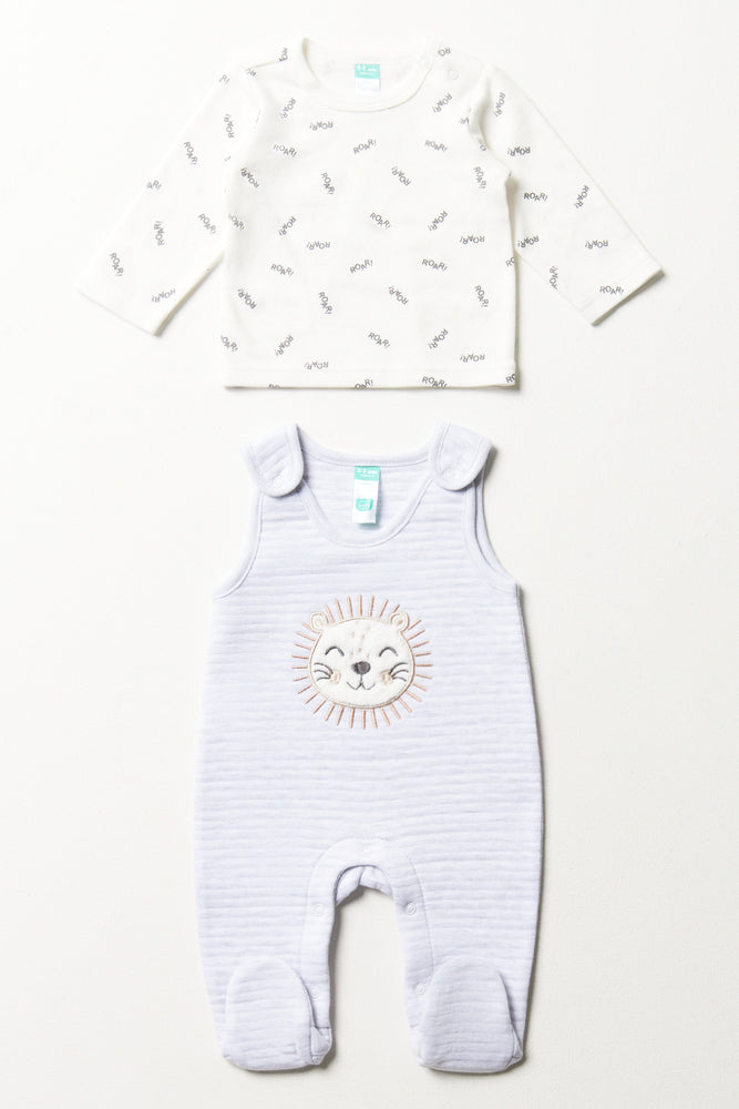 Lion Dungaree Set Blue (4)
