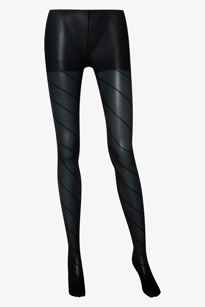 2 Pack Stripe Sheer Hosiery Black
