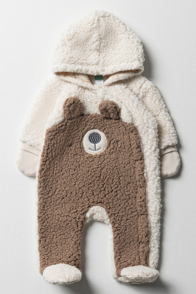 Bear Sherpa Babygrow Natural