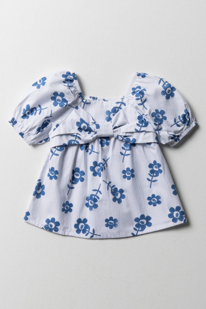 Floral Top Blue & White