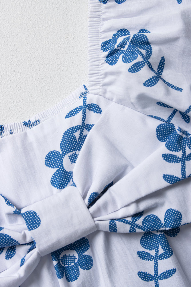 Floral Top Blue & White