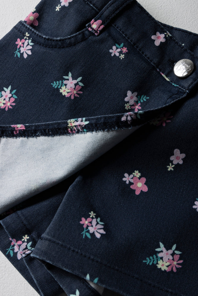 Printed Denim Skort Blue (1)