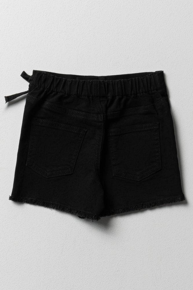 Denim Skort With Tie Black (2)