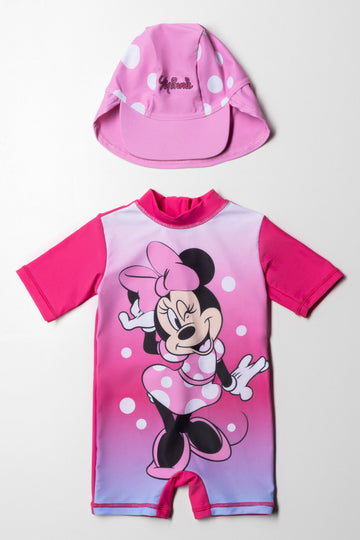 Minnie Mouse Swimsuit With Hat Pink