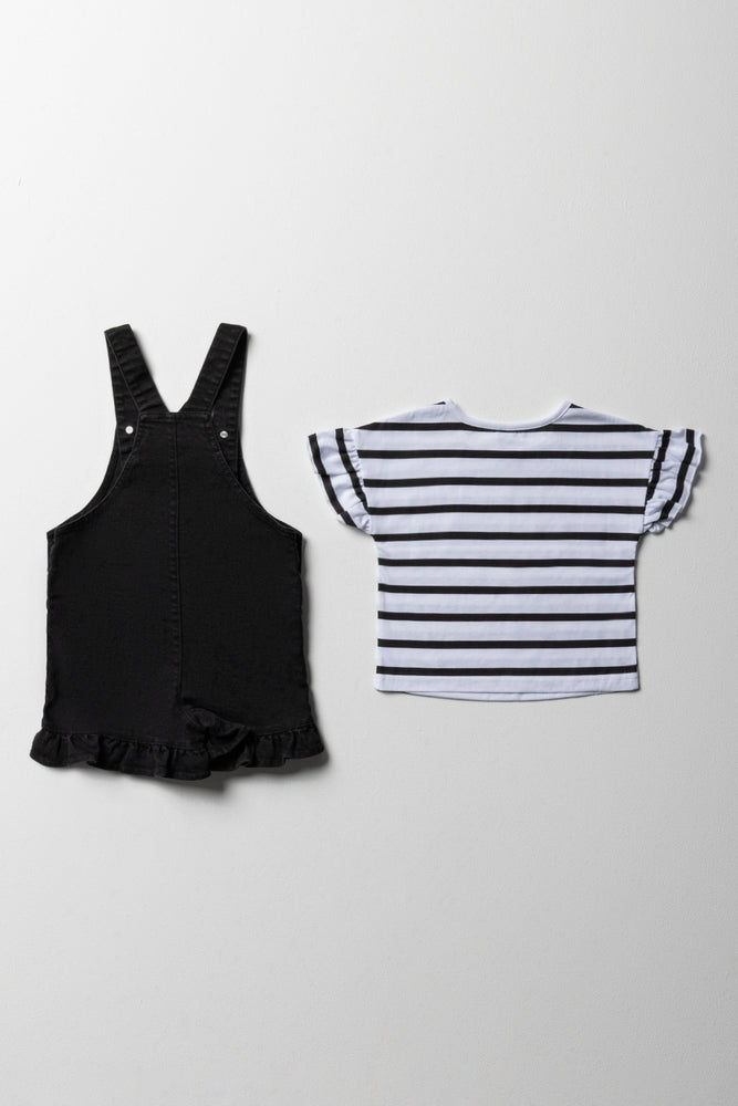 Frill Dungaree Set Black (3)