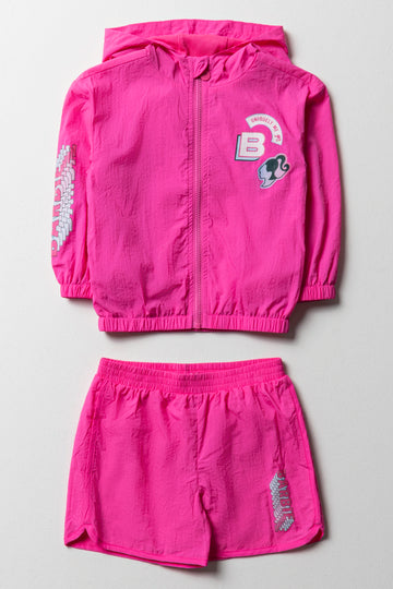 Barbie Hoodie And Shorts Set Pink