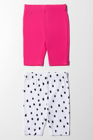 2 Pack Cropped Leggings Pink