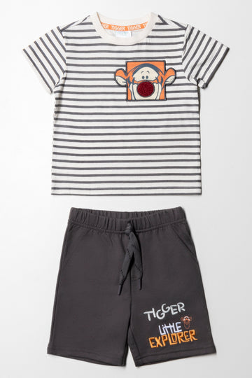 Tigger Shorts And T-Shirt Set Dark Grey