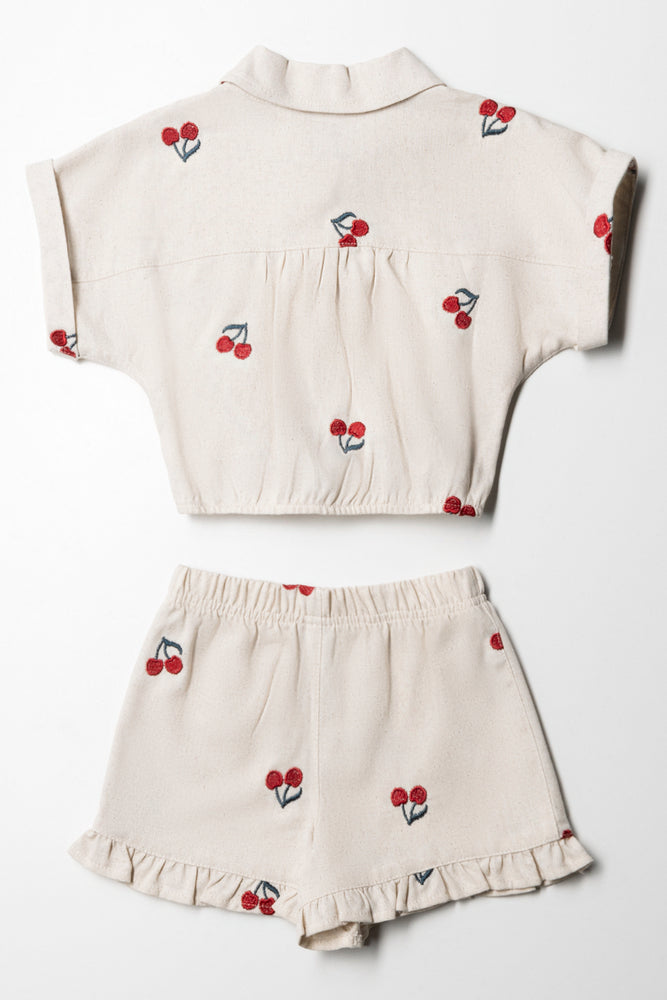 Button Through Top And Shorts Set Natural (3)