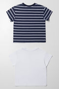 2 Pack Stripe Short Sleeve T-Shirts Navy And White (2)