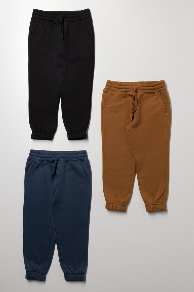 3 Pack Trackpants Black, Indigo & Brown