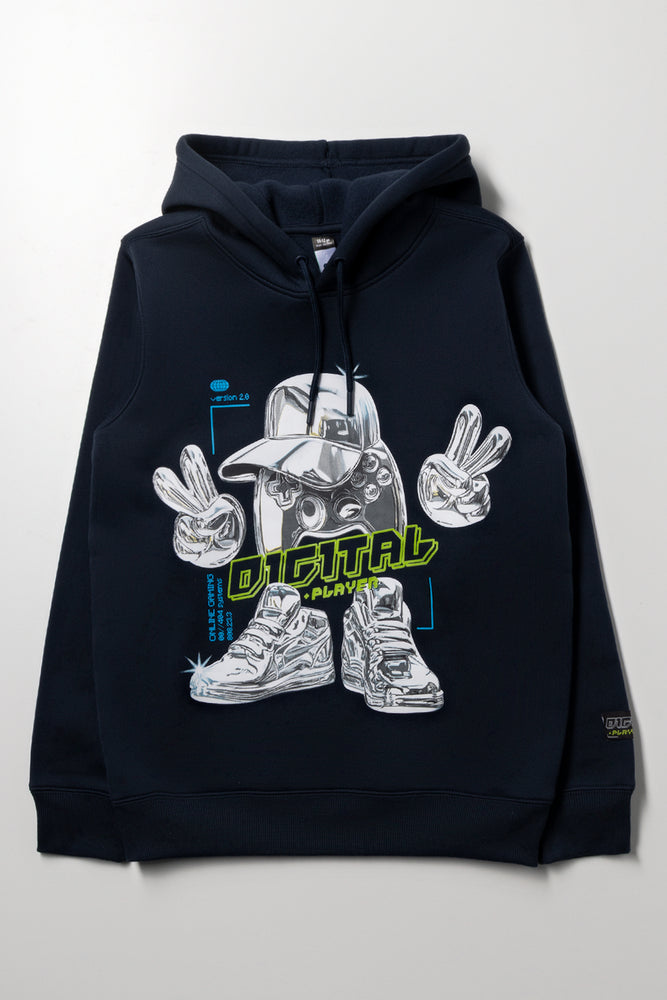 Printed Hoodie Blue