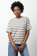 Stripe Short Sleeve T-Shirt Natural And Black