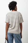 Stripe Short Sleeve T-Shirt Natural And Black (2)