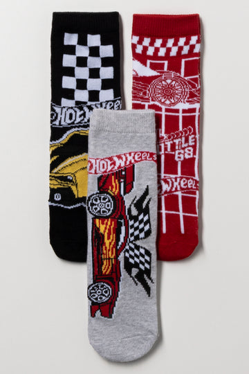 Hot Wheels 3 Pack Socks Black, Grey And Red
