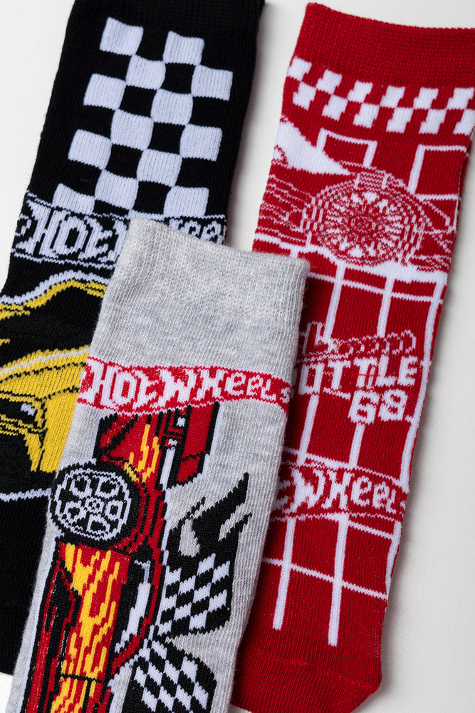Hot Wheels 3 Pack Socks Black, Grey And Red (1)