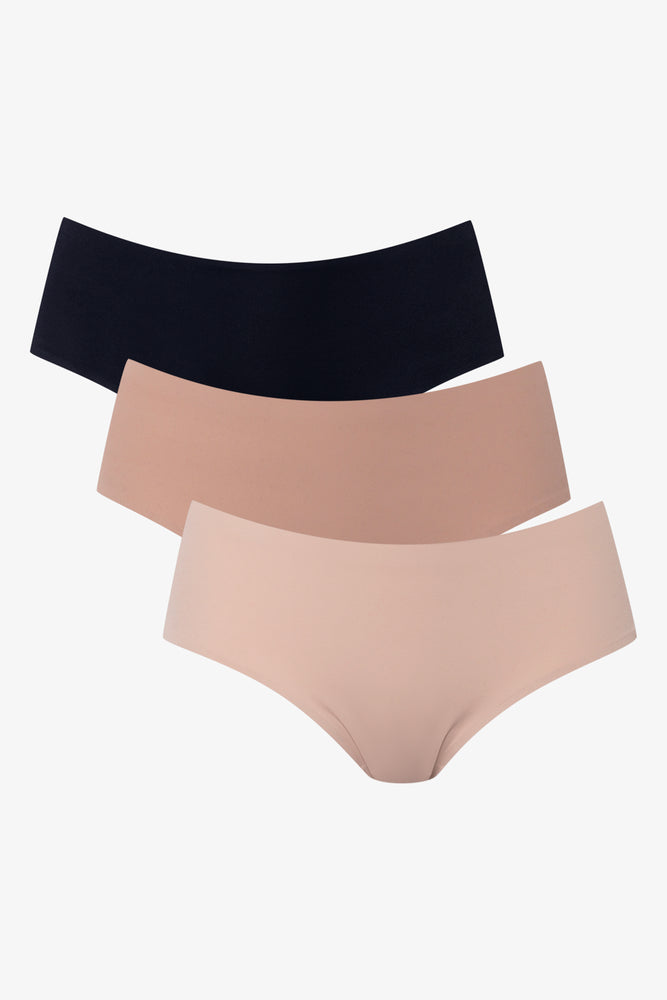 3 Pack Bonded Boyleg Panties Black And Natural