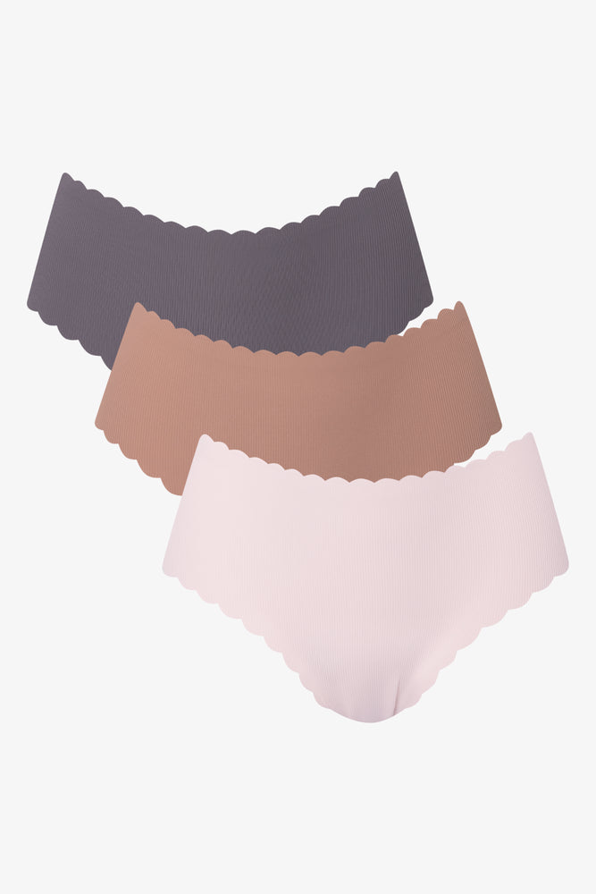 3 Pack Scallop Boyleg Panties Multicolour (1)