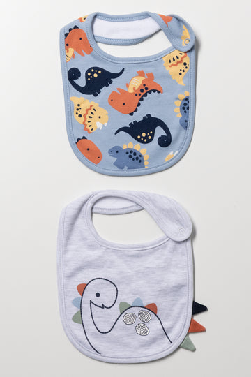 2 Pack Bibs Blue And Grey