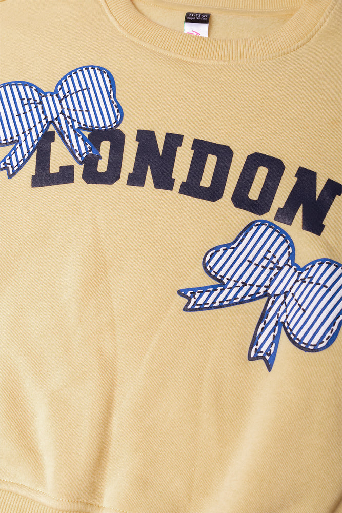 London Bows Crew Neck Tracktop Yellow (1)