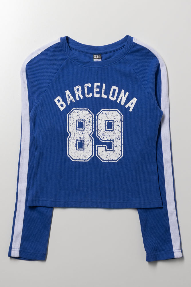 Crew Neck Rib Top Blue