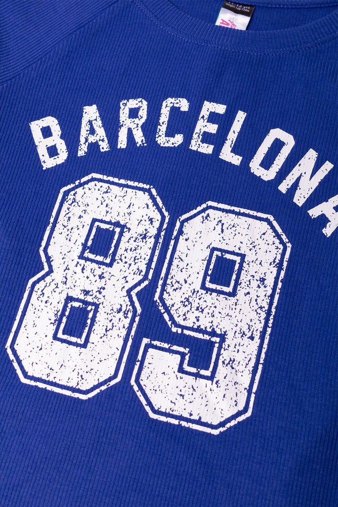 Crew Neck Rib Top Blue