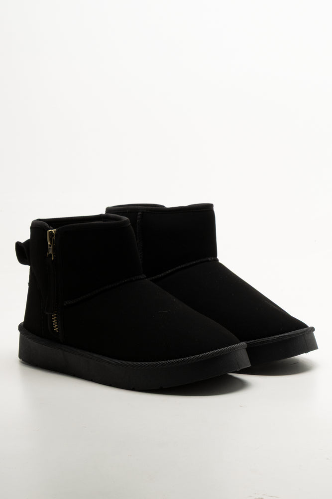 Zip Trim Comfy Boots Black