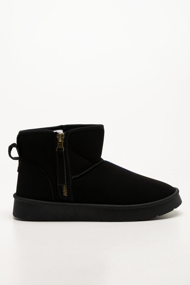 Zip Trim Comfy Boots Black (1)