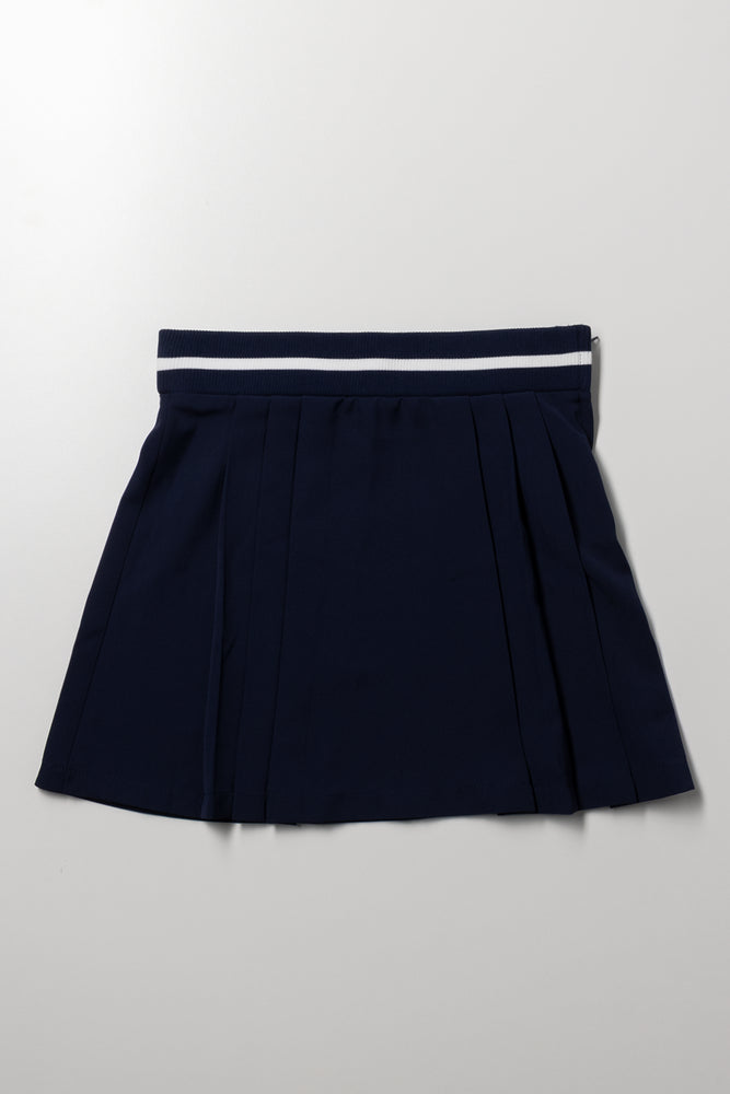 Rib Waist Pleated Skirt Navy | Bottoms & Jeans | Ackermans
