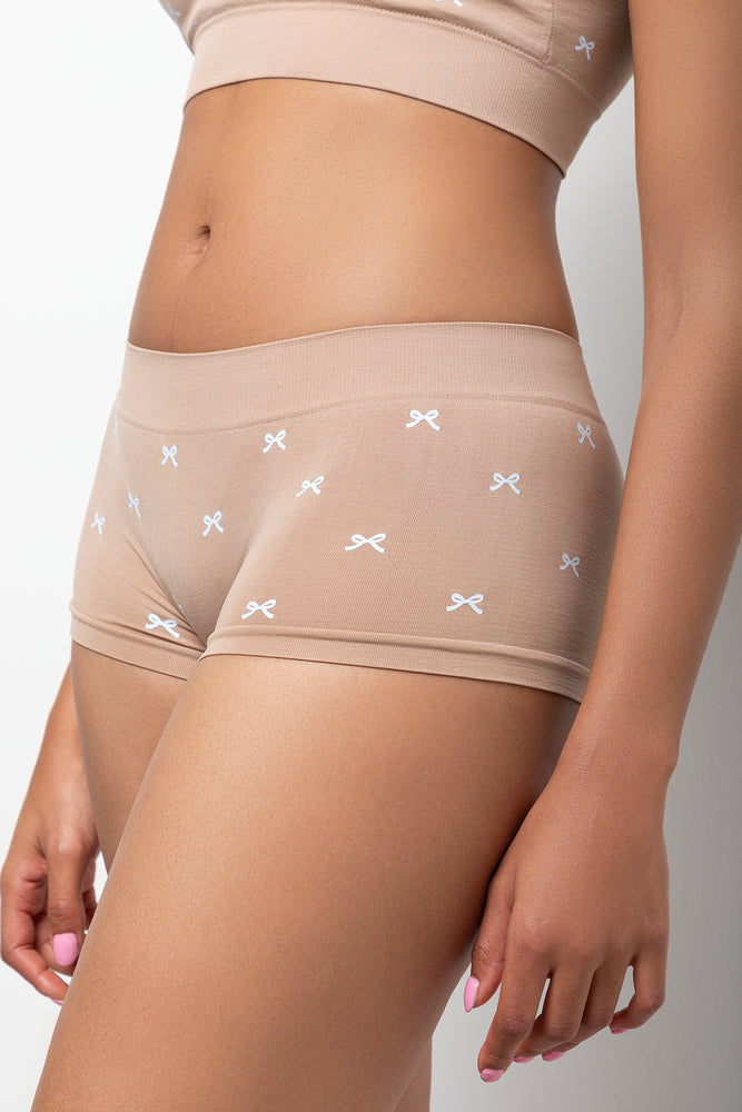 3 Pack Seam Free Boyleg Panties White, Brown & Beige (3)