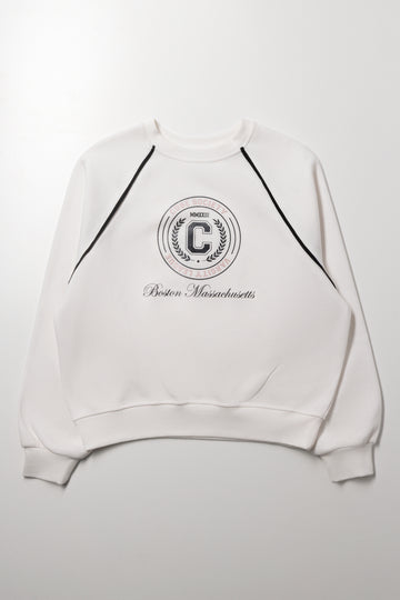 Crew Neck Tracktop Cream