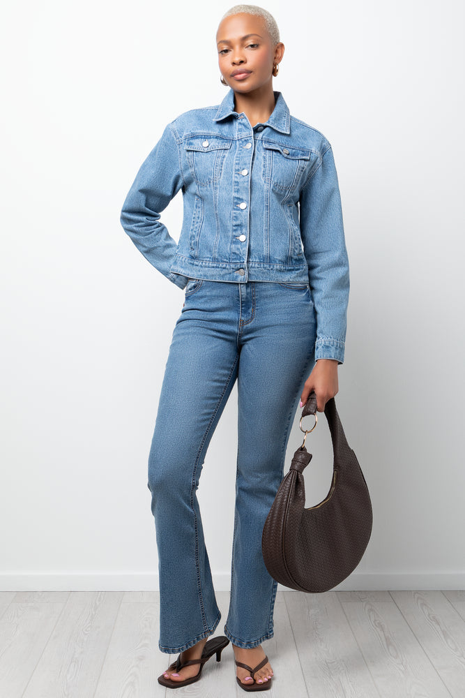 Flare Leg Denim Jeans Blue