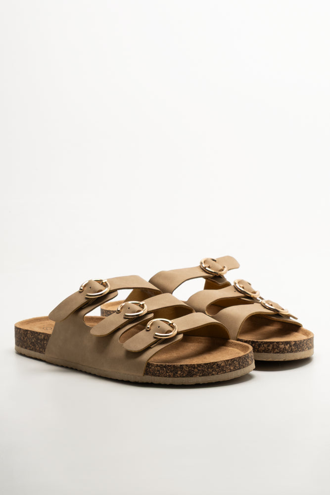 Tripple Buckle Sandals Natural