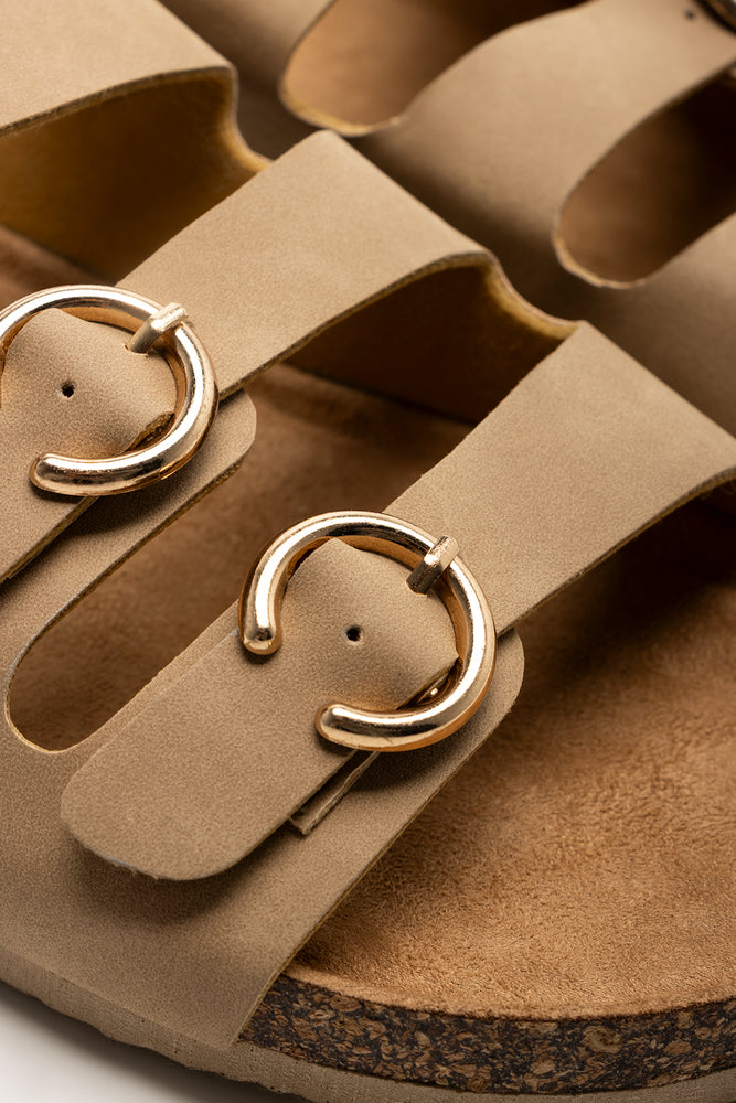 Tripple Buckle Sandals Natural (1)