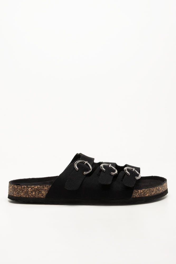 Tripple Buckle Sandals Black (1)