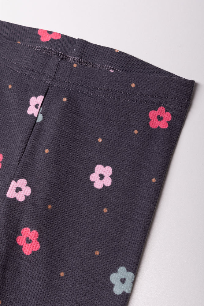 Daisy Rib Leggings Dark Grey (1)