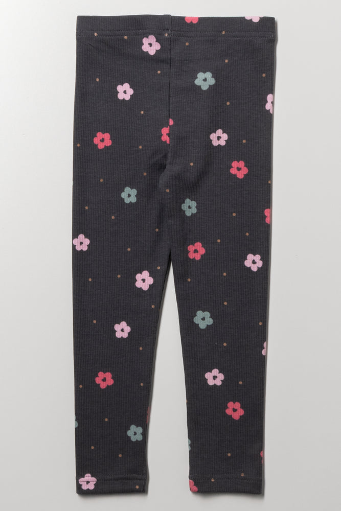 Daisy Rib Leggings Dark Grey (2)