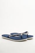 Diamante Flip Flops Navy