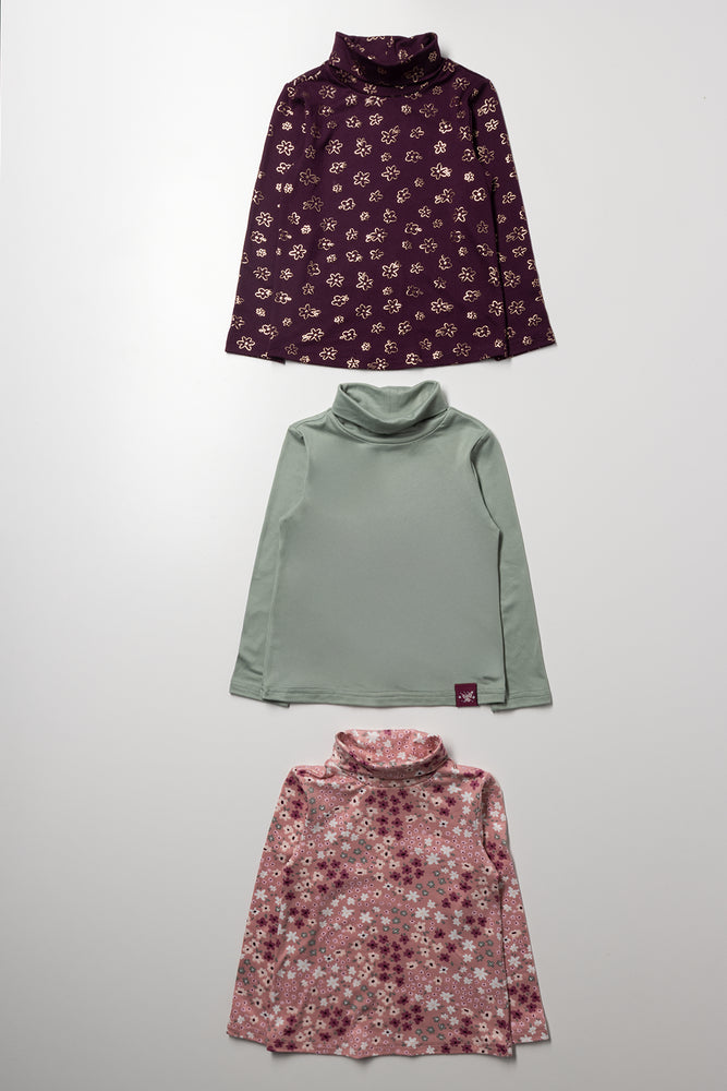 3 Pack Floral Polonecks Multicolour
