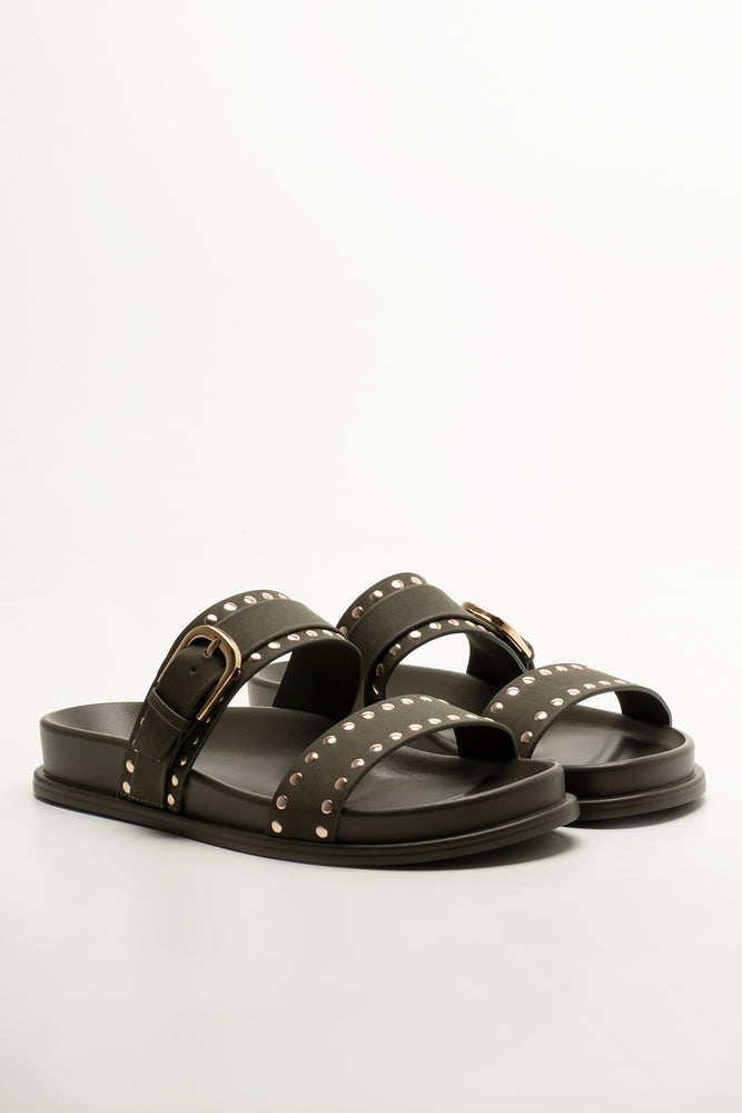 Studded Sandals Dark Green
