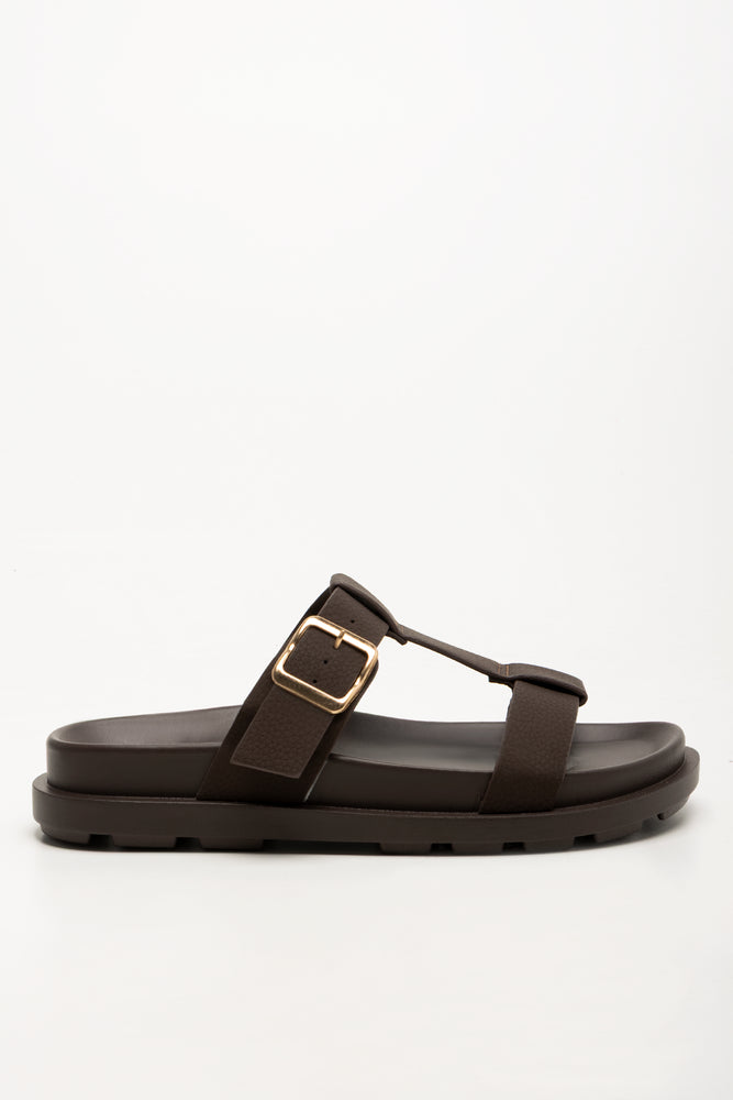 T-Bar Buckle Sandals Chocolate (1)