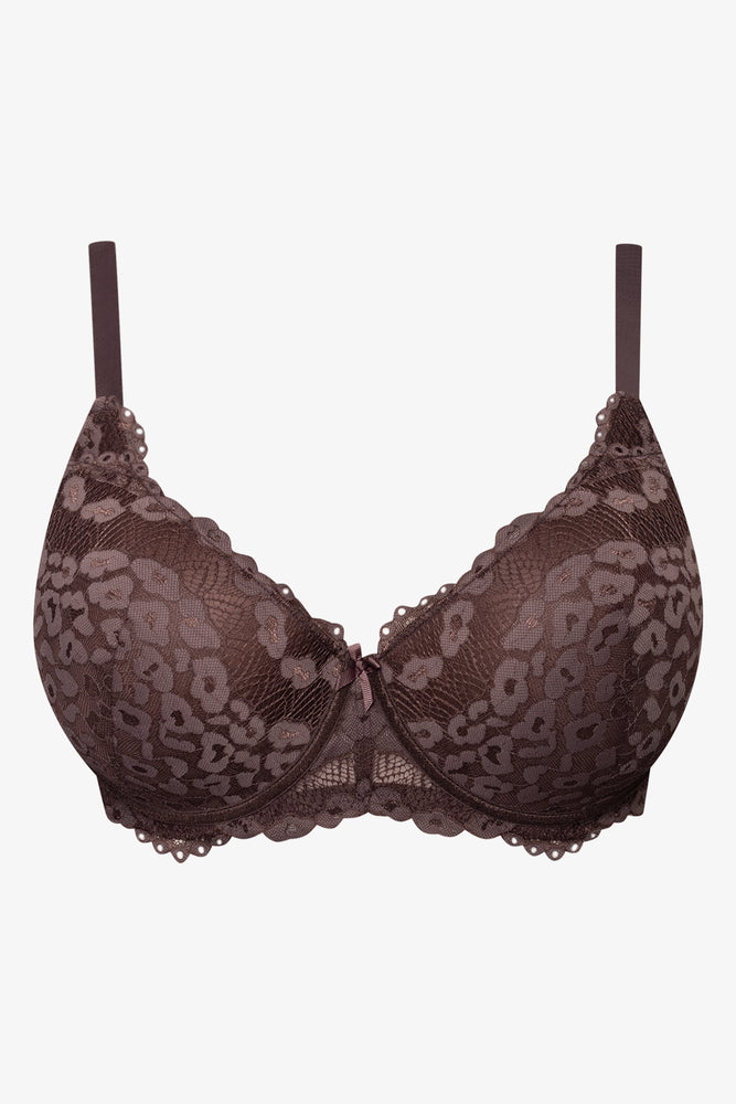 Plus Size 2 Pack  Lace Balconette Bra Brown And White (4)