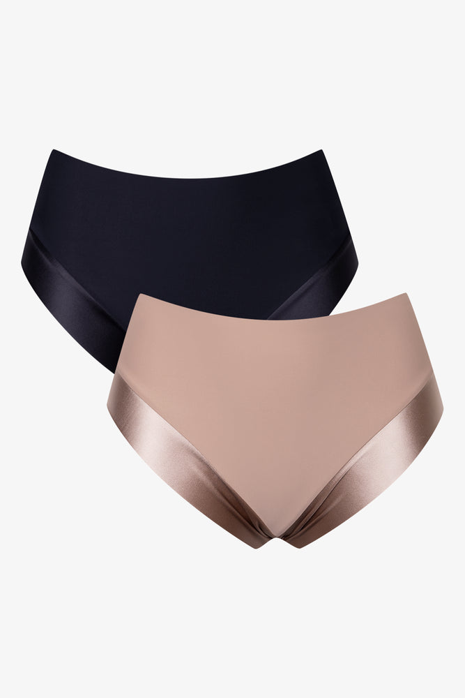 2 Pack Brazillian Panties Black And Natural