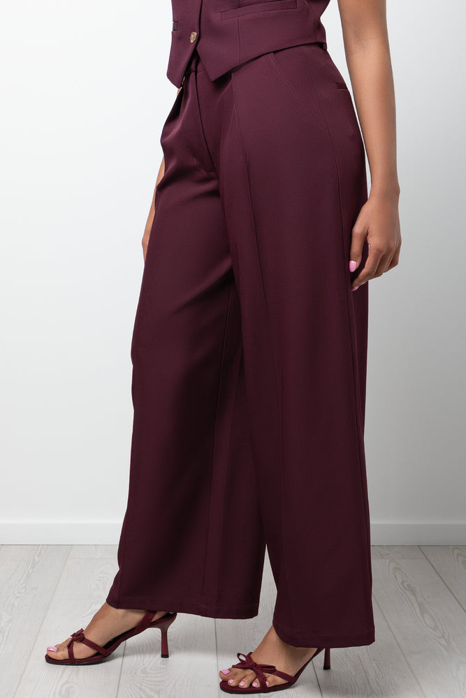 Wideleg Pants Burgundy (1)