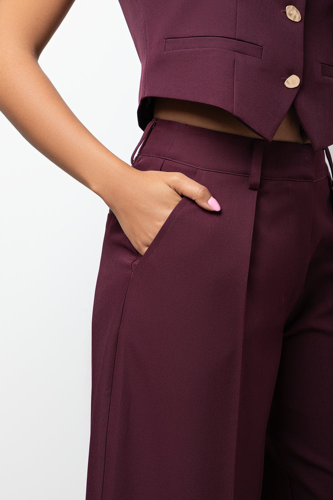 Wideleg Pants Burgundy (3)