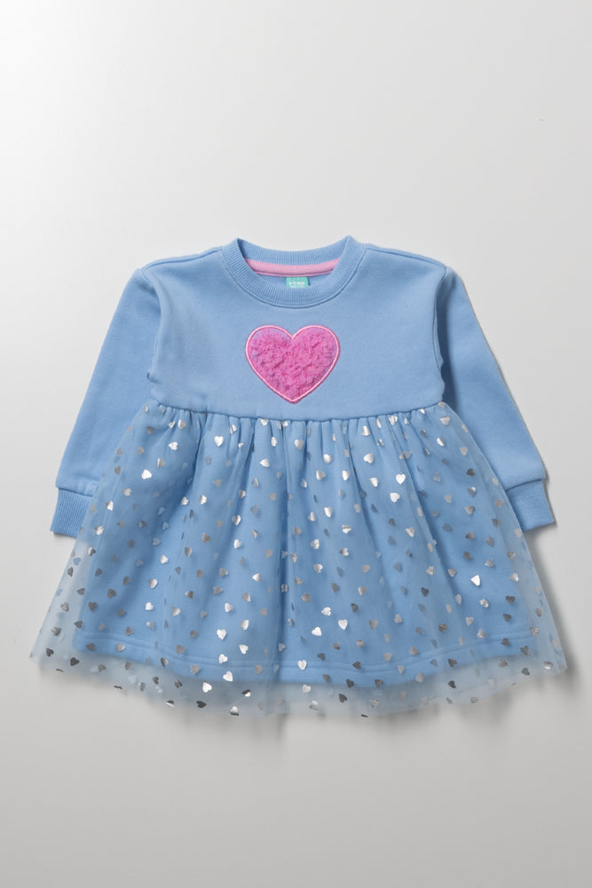 Tulle Skirt Fleece Dress Blue