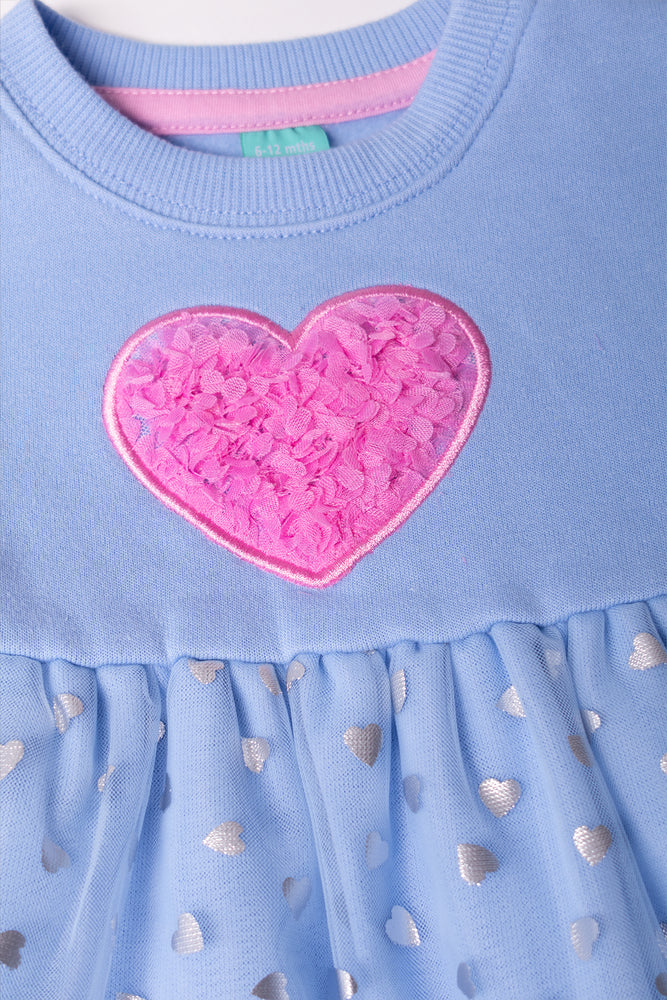 Tulle Skirt Fleece Dress Blue