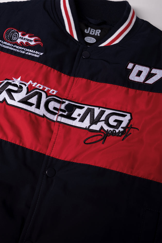 Bomber Jacket with Badges Black